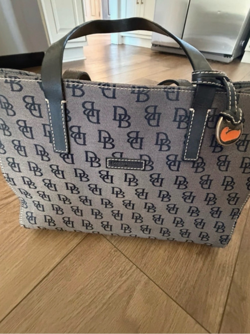 Dooney & Bourke Navy and Gray Monogram Tote
